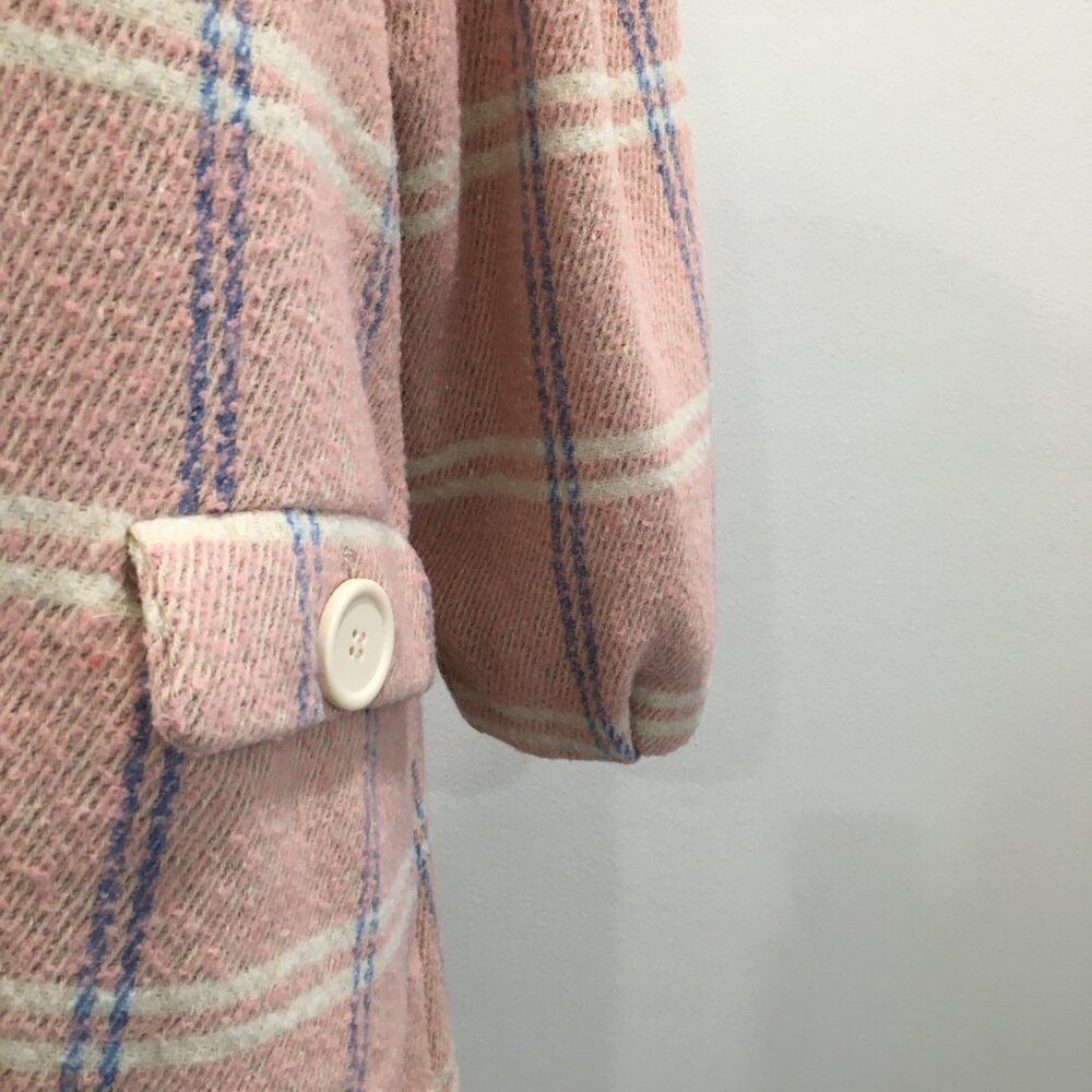 HAZEL Anthropologie MultiColor Plaid/Checks Bubble Sleeve Swing Coat Jacket - Picture 9 of 12